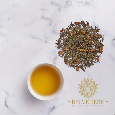 Чай зеленый ароматизированный Belvedere Arabian Rose ( Арабская Роза), 100г. Чай зеленый ароматизированный Belvedere Arabian Rose ( Арабская Роза), 100г.