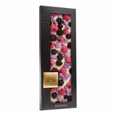 Белый шоколад ChocoMe G126, Йогурт с голубикой, малина, ежевика, 110г. Белый шоколад ChocoMe G126, Йогурт с голубикой, малина, ежевика, 110г.